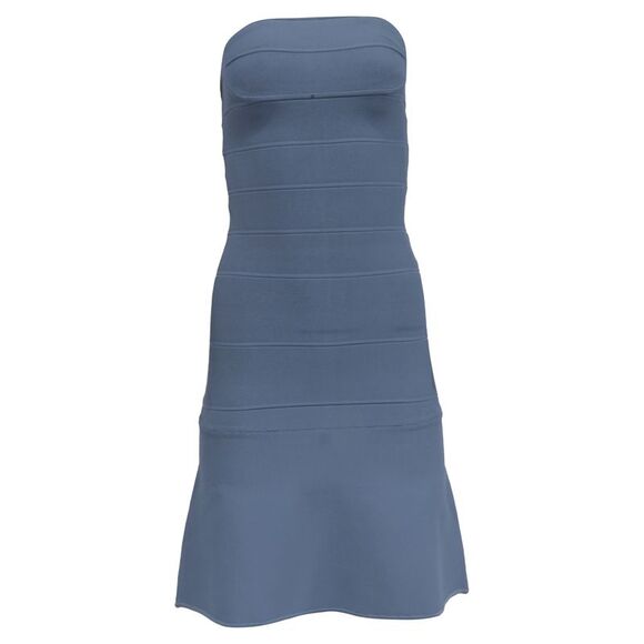 Herve Leger Strapless Mini Dress in Light Blue Rayon